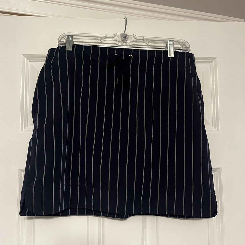 Athleta Navy and White Striped Mini Skort, size 12